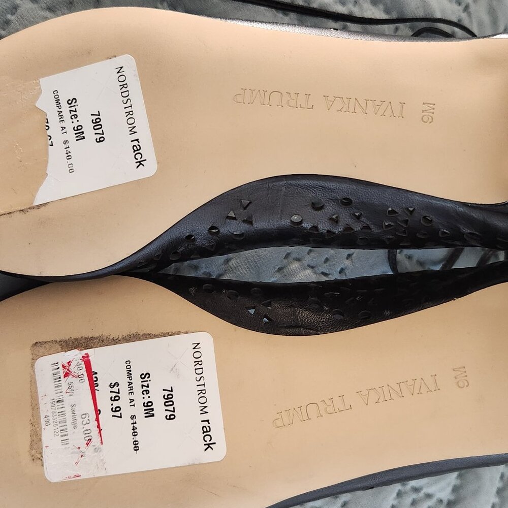 Ivanka black leather ankle tie flats NWT size 9 - Picture 9 of 11